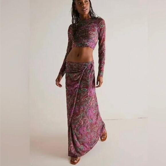 Free People Other - NWOT Free People Supernova Set - Crop Top & Maxi Skirt - Size XS